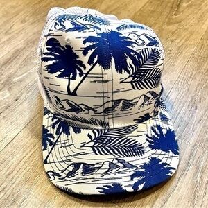 Mich Ultra Tropical Palm tree Trucker Hat Ball Cap Snapback Blue and White NWOT